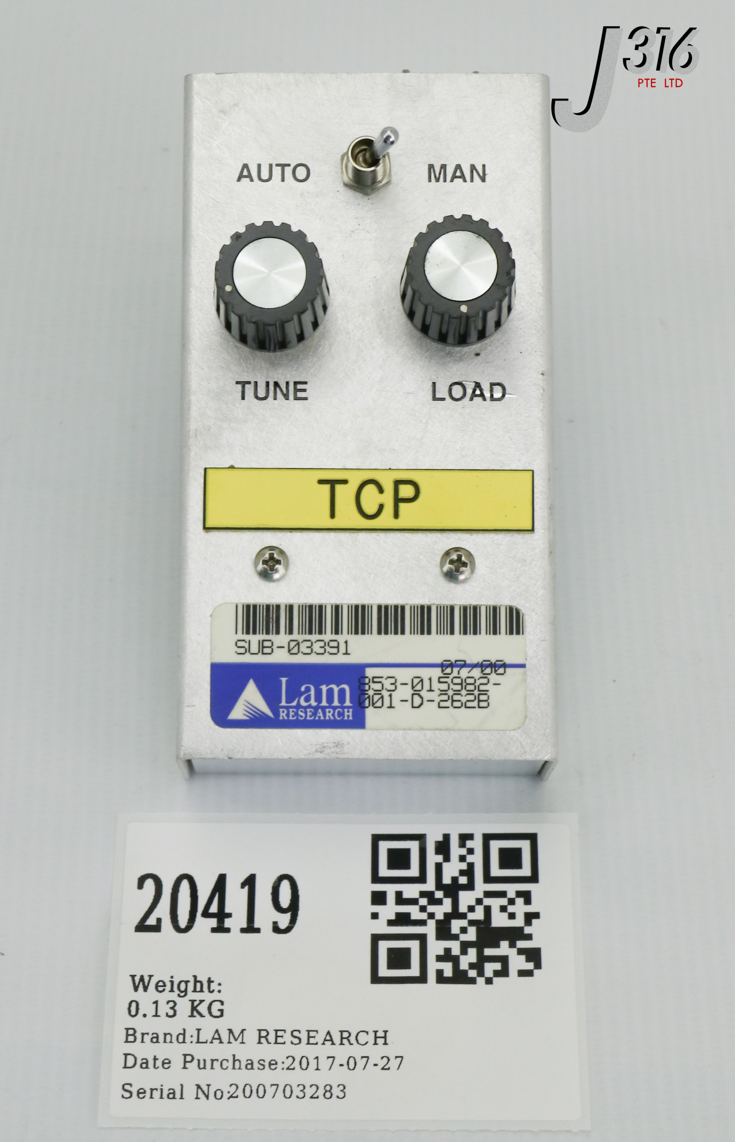 リクエストパネル 20419 LAM RESEARCH TCP RF ASSY MANUAL MOD 714-015983-001 853